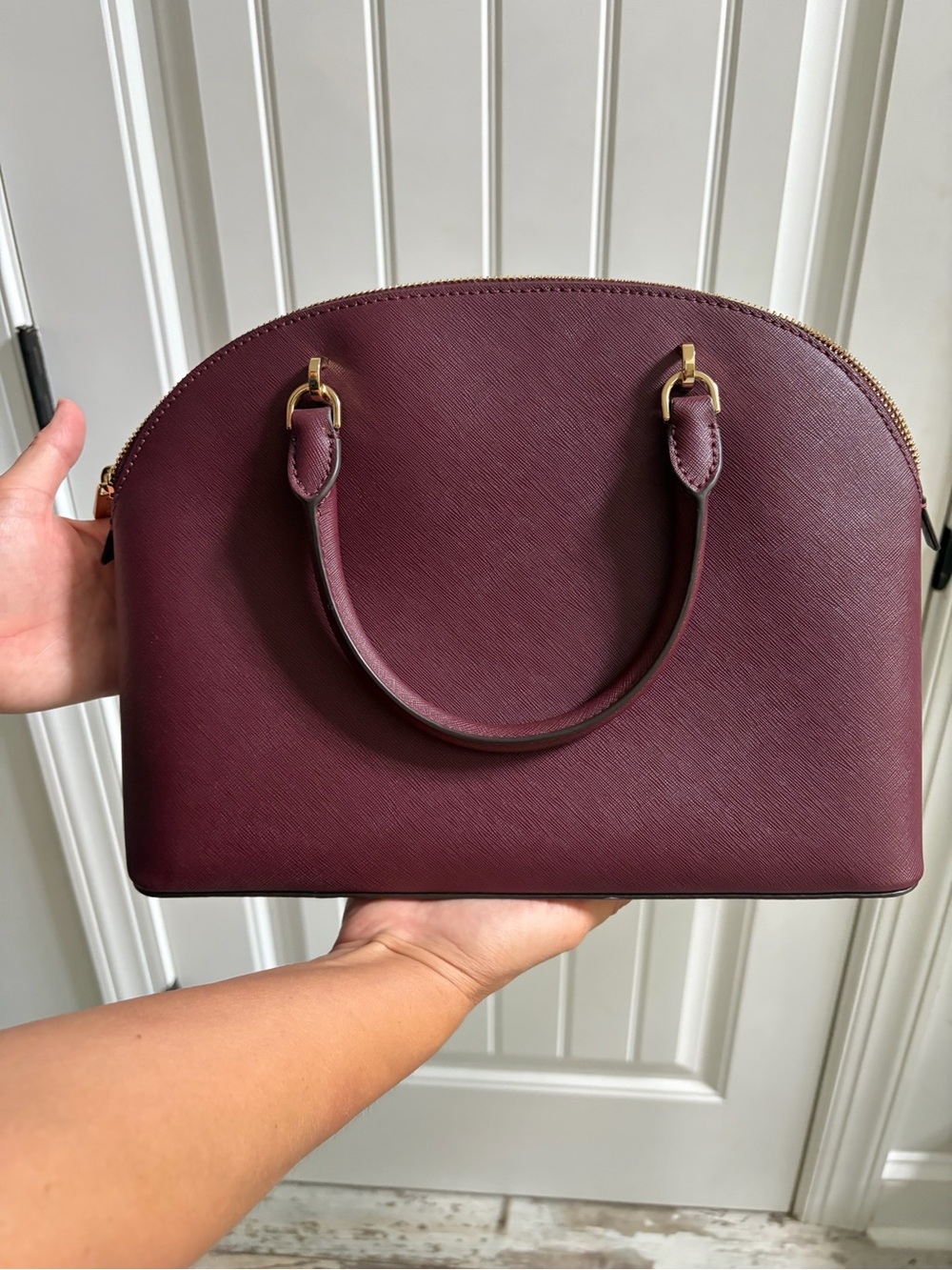 Michael Kors Plum Saffiano Dome purse with Gold Hardware - Picture 4 of 7
